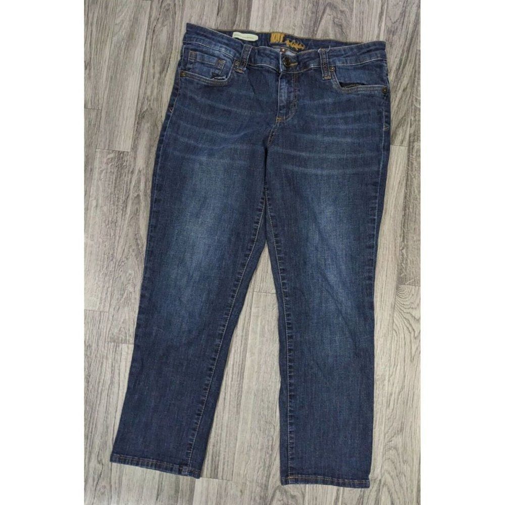 Kut From The Kloth Women Size 8 Bardot Skinny Boyfriend Pockets Denim Blue Jeans